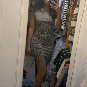 Allsaints Gray Midi Ruched Dress